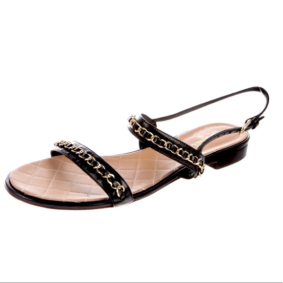 Authentic CHANEL CHAIN Gold strap sandals Rare💝 - Picture 3 of 15